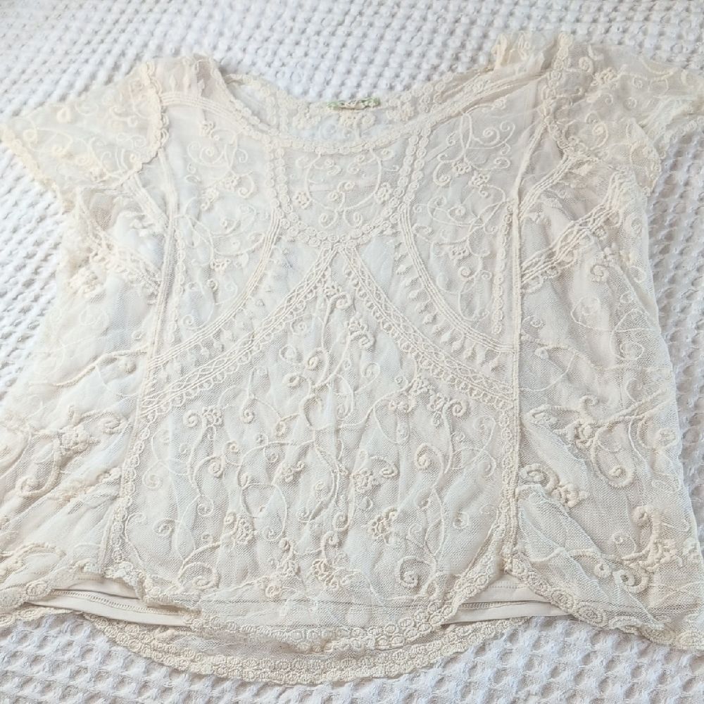 Nurture Cream Lace Blouse Vintage Cottagecore Size XL